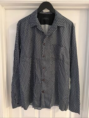 Ted Baker Navy & White Printed Collared Shirt